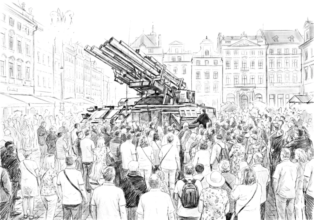 Experimentelle Katjuscha-Orgel - Konzert im öffentlichen Raum © Harald Schwarz